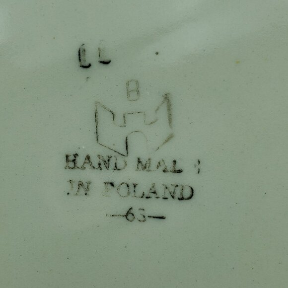 Polish Pottery Eyes Wide Open Salad Plate Blue Green Circles Dots Plate - Picture 5 of 6